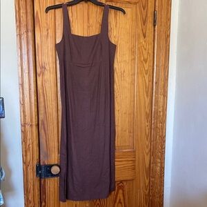 SHEIN cotton/linen blend sleeveless brown maxi dress, size M/US 6.